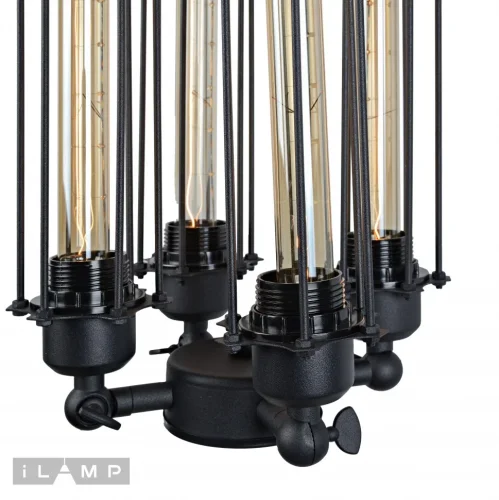 Люстра подвесная Marc Loft 127-1 iLamp чёрная на 4 лампы, основание чёрное в стиле лофт  фото 3